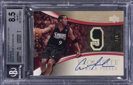 2005-06 UD "Exquisite Collection" Number Pieces #ENAI Andre Iguodala Signed Patch Card (#1/9) - BGS NM-MT+ 8.5/BGS 10